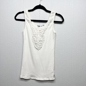 Prana Organic Cotton Crochet Cottage Coquette Beach Garden Women's Tank Top XS